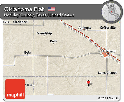 Shaded Relief 3D Map of Oklahoma Flat