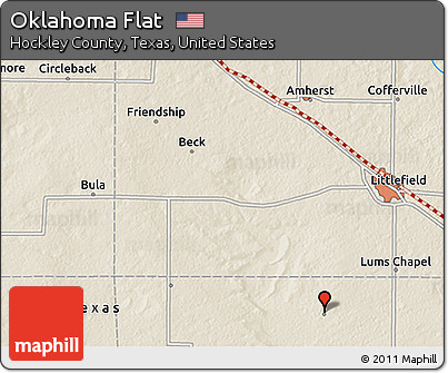 Shaded Relief 3D Map of Oklahoma Flat