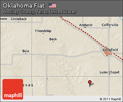 Shaded Relief 3D Map of Oklahoma Flat