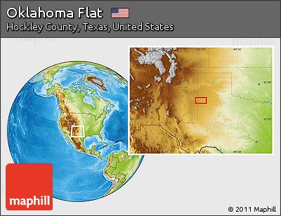 Physical Location Map of Oklahoma Flat