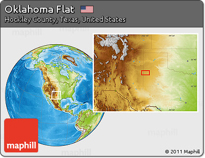 Physical Location Map of Oklahoma Flat