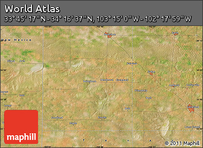 Satellite Map of the Area around 34° 0' 57" N, 102° 46' 30" W