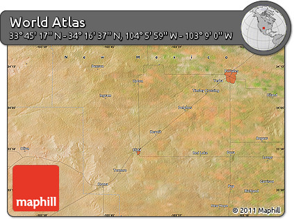 Satellite Map of the Area around 34° 0' 57" N, 103° 37' 30" W