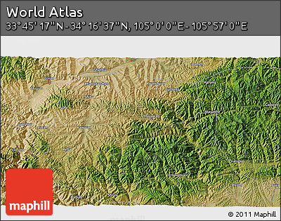 Satellite 3D Map of the Area around 34° 0' 57" N, 105° 28' 29" E