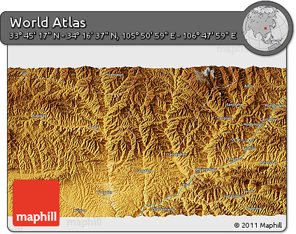 Physical 3D Map of the Area around 34° 0' 57" N, 106° 19' 29" E