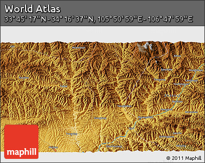 Physical 3D Map of the Area around 34° 0' 57" N, 106° 19' 29" E
