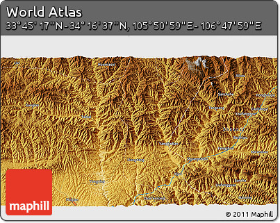 Physical 3D Map of the Area around 34° 0' 57" N, 106° 19' 29" E