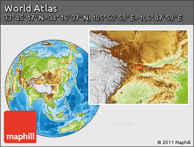 Physical Location Map of the Area around 34° 0' 57" N, 106° 19' 29" E