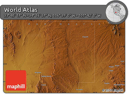 Physical Map of the Area around 34° 0' 57" N, 106° 10' 30" W
