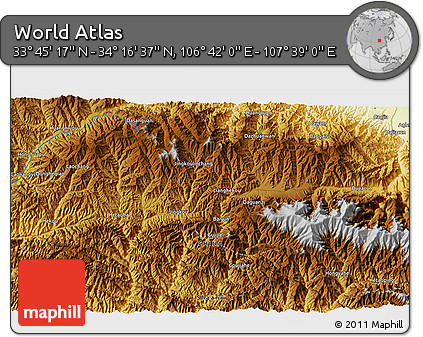 Physical 3D Map of the Area around 34° 0' 57" N, 107° 10' 30" E