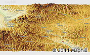 Physical 3D Map of the area around 34° 0' 57" N, 109° 43' 29" E