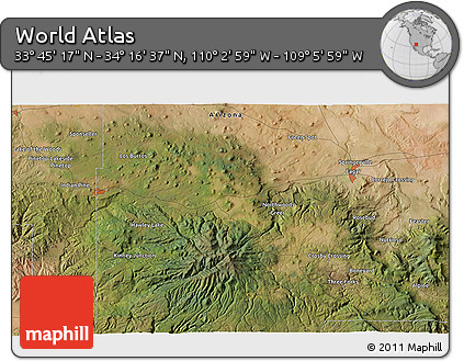 Satellite 3D Map of the Area around 34° 0' 57" N, 109° 34' 29" W