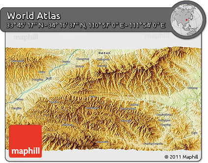 Physical 3D Map of the Area around 34° 0' 57" N, 111° 25' 30" E