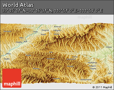 Physical 3D Map of the Area around 34° 0' 57" N, 111° 25' 30" E