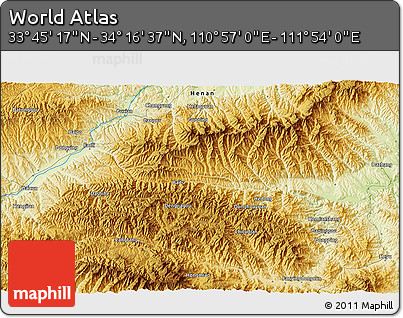 Physical 3D Map of the Area around 34° 0' 57" N, 111° 25' 30" E