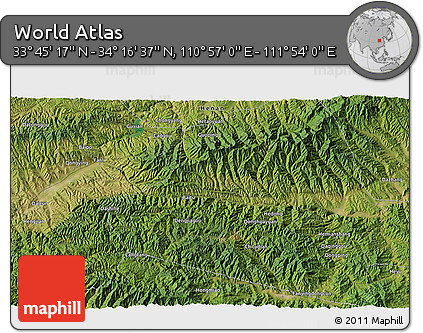 Satellite 3D Map of the Area around 34° 0' 57" N, 111° 25' 30" E