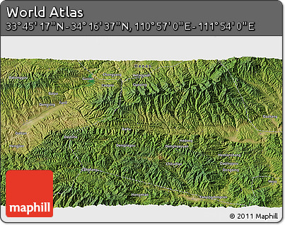 Satellite 3D Map of the Area around 34° 0' 57" N, 111° 25' 30" E