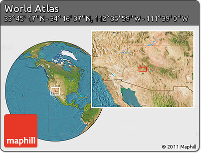 Satellite Location Map of the Area around 34° 0' 57" N, 112° 7' 30" W