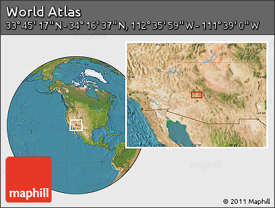 Satellite Location Map of the Area around 34° 0' 57" N, 112° 7' 30" W