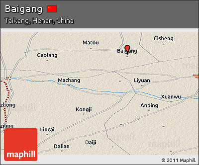 Shaded Relief Panoramic Map of Baigang