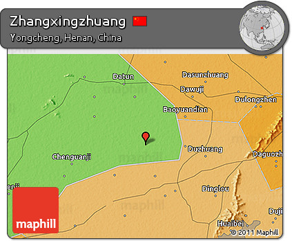 Political 3D Map of Zhangxingzhuang