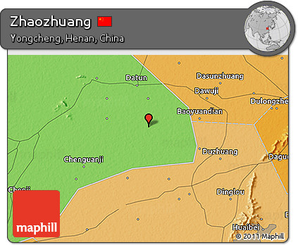 Political 3D Map of Zhaozhuang