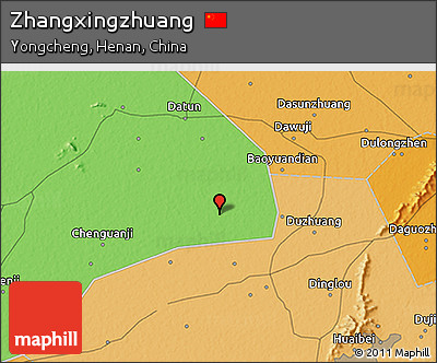 Political 3D Map of Zhangxingzhuang