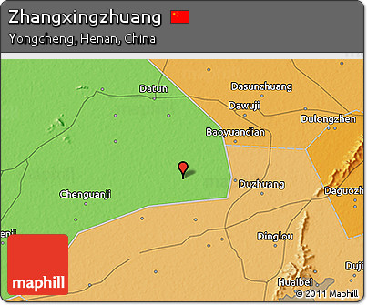 Political 3D Map of Zhangxingzhuang