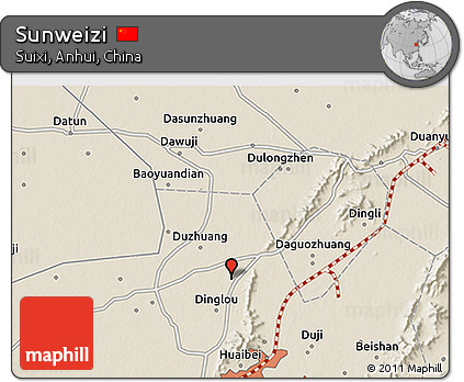 Shaded Relief 3D Map of Sunweizi