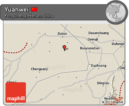 Shaded Relief 3D Map of Yuanwei