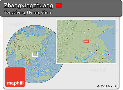 Savanna Style Location Map of Zhangxingzhuang, hill shading
