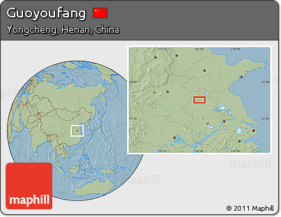 Savanna Style Location Map of Guoyoufang, hill shading