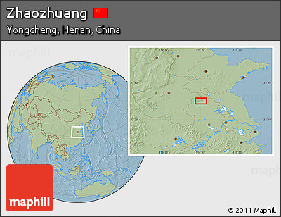 Savanna Style Location Map of Zhaozhuang, hill shading