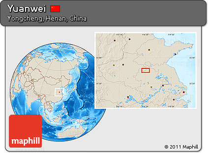 Shaded Relief Location Map of Yuanwei