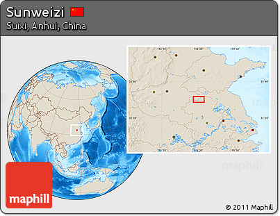 Shaded Relief Location Map of Sunweizi