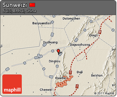 Shaded Relief Map of Sunweizi