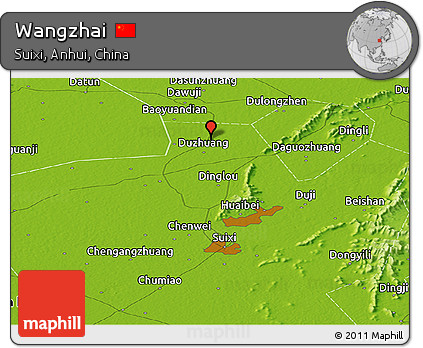 Physical Panoramic Map of Wangzhai