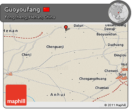 Shaded Relief Panoramic Map of Guoyoufang