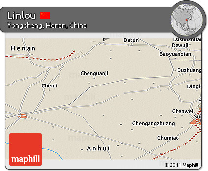 Shaded Relief Panoramic Map of Linlou