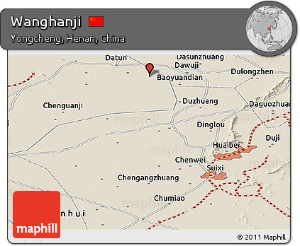 Shaded Relief Panoramic Map of Wanghanji