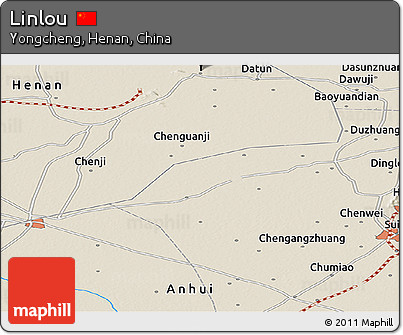 Shaded Relief Panoramic Map of Linlou