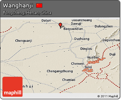 Shaded Relief Panoramic Map of Wanghanji