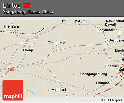 Shaded Relief Panoramic Map of Linlou