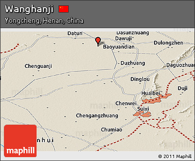 Shaded Relief Panoramic Map of Wanghanji