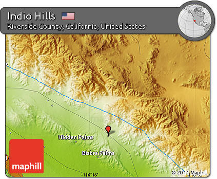 Physical Map of Indio Hills