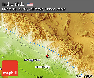 Physical Map of Indio Hills