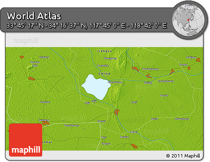 Physical 3D Map of the Area around 34° 0' 57" N, 118° 13' 29" E