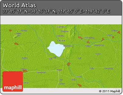 Physical 3D Map of the Area around 34° 0' 57" N, 118° 13' 29" E