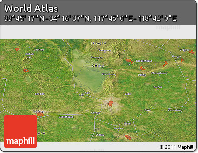 Satellite 3D Map of the Area around 34° 0' 57" N, 118° 13' 29" E