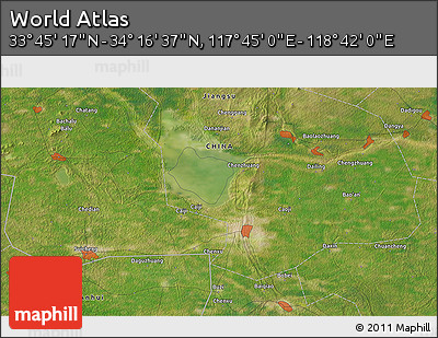 Satellite 3D Map of the Area around 34° 0' 57" N, 118° 13' 29" E